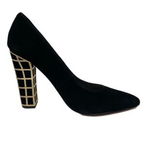 ***NIB***- B Brian Atwood CHUNKY HEEL WITH GOLD DETAIL (8)